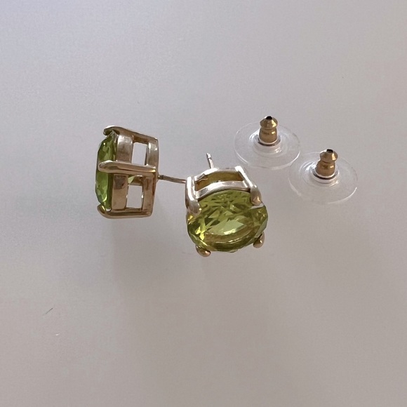 kate spade Jewelry - Kate Spade Large Green Crystal Stud Earrings. Basket setting. Worn once.